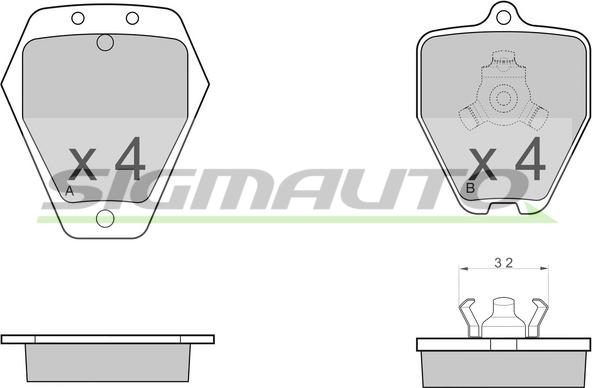 SIGMAUTO SPB120 - Тормозные колодки, дисковые, комплект autospares.lv