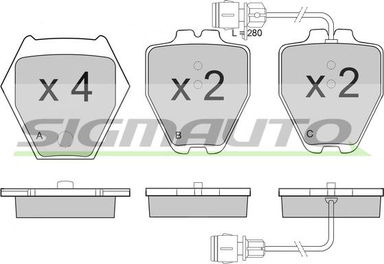 SIGMAUTO SPB122 - Тормозные колодки, дисковые, комплект autospares.lv