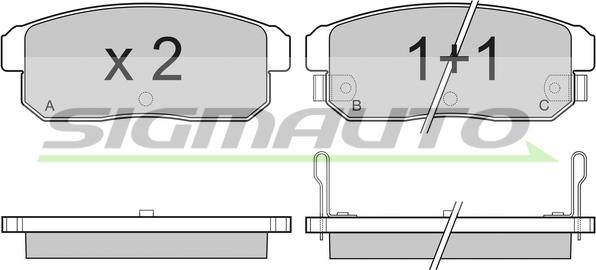 SIGMAUTO SPB171 - Тормозные колодки, дисковые, комплект autospares.lv