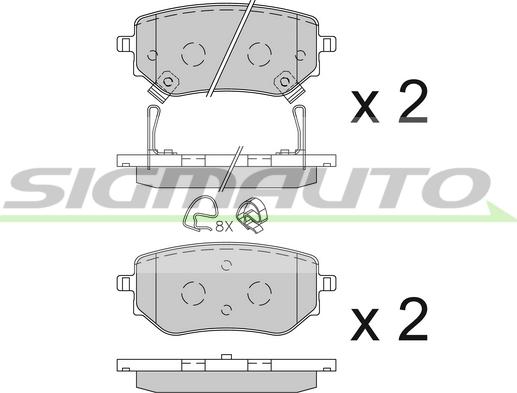 SIGMAUTO SPB843 - Тормозные колодки, дисковые, комплект autospares.lv