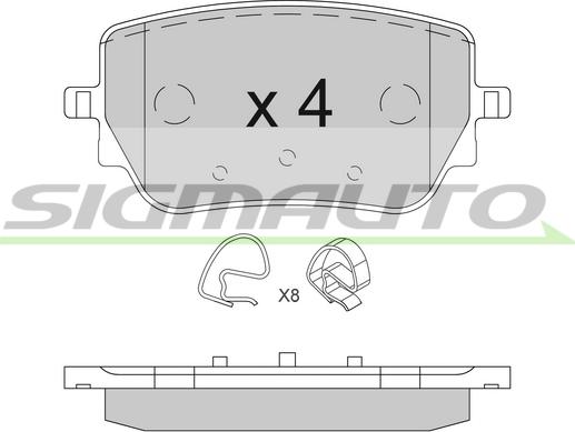 SIGMAUTO SPB850 - Тормозные колодки, дисковые, комплект autospares.lv