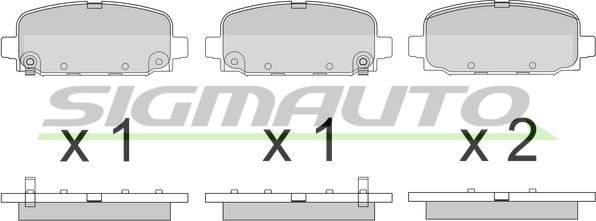 SIGMAUTO SPB818 - Тормозные колодки, дисковые, комплект autospares.lv