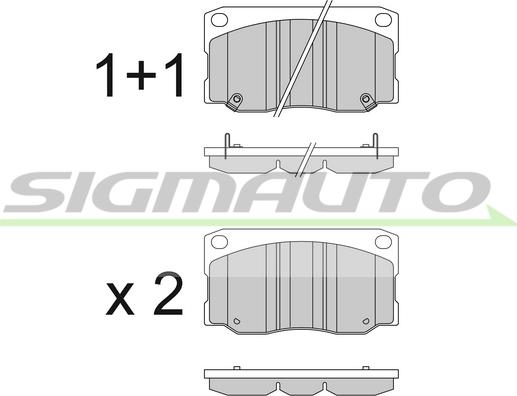 SIGMAUTO SPB822 - Тормозные колодки, дисковые, комплект autospares.lv