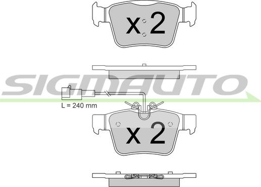 SIGMAUTO SPB870 - Тормозные колодки, дисковые, комплект autospares.lv