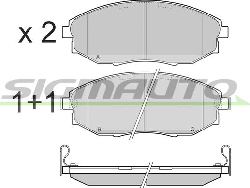 SIGMAUTO SPB399 - Тормозные колодки, дисковые, комплект autospares.lv