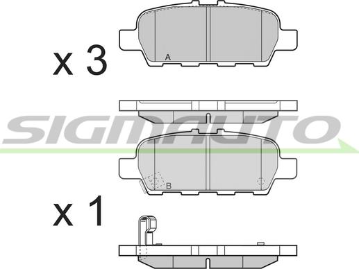 SIGMAUTO SPB395 - Тормозные колодки, дисковые, комплект autospares.lv