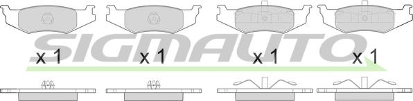 SIGMAUTO SPB390 - Тормозные колодки, дисковые, комплект autospares.lv