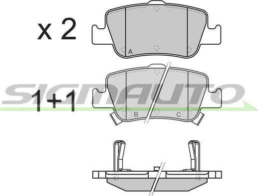 SIGMAUTO SPB341 - Тормозные колодки, дисковые, комплект autospares.lv