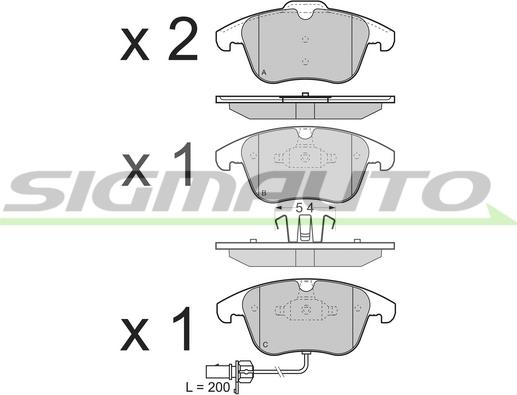 SIGMAUTO SPB348 - Тормозные колодки, дисковые, комплект autospares.lv