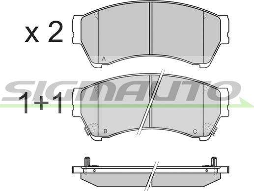 SIGMAUTO SPB343 - Тормозные колодки, дисковые, комплект autospares.lv