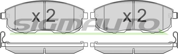 SIGMAUTO SPB342 - Тормозные колодки, дисковые, комплект autospares.lv