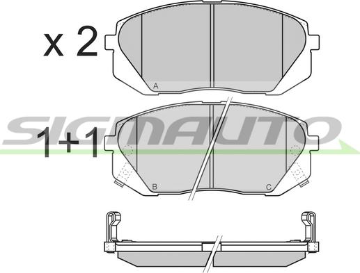 SIGMAUTO SPB358 - Тормозные колодки, дисковые, комплект autospares.lv