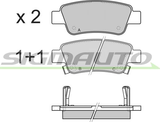 SIGMAUTO SPB353 - Тормозные колодки, дисковые, комплект autospares.lv