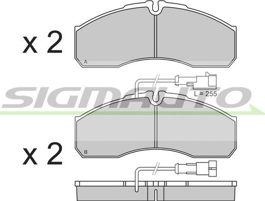 SIGMAUTO SPB360 - Тормозные колодки, дисковые, комплект autospares.lv