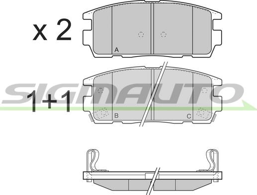 SIGMAUTO SPB304 - Тормозные колодки, дисковые, комплект autospares.lv