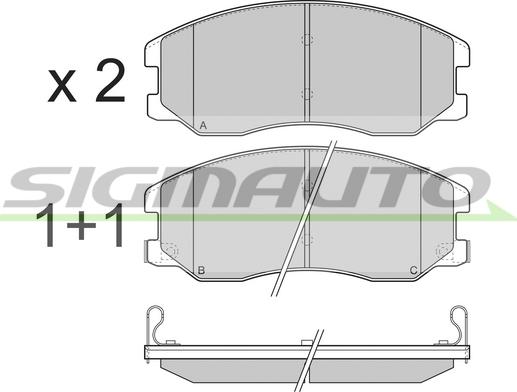 SIGMAUTO SPB303 - Тормозные колодки, дисковые, комплект autospares.lv