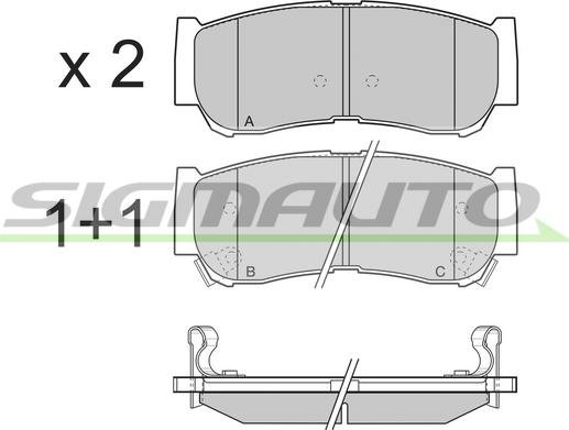 SIGMAUTO SPB314 - Тормозные колодки, дисковые, комплект autospares.lv