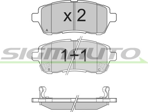 SIGMAUTO SPB316 - Тормозные колодки, дисковые, комплект autospares.lv