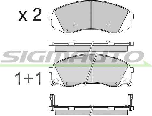 SIGMAUTO SPB336 - Тормозные колодки, дисковые, комплект autospares.lv