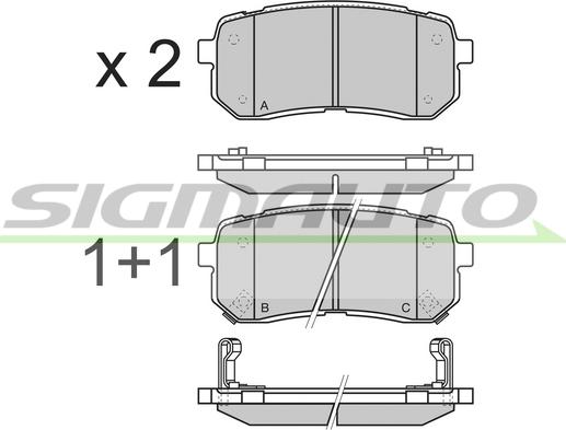 SIGMAUTO SPB337 - Тормозные колодки, дисковые, комплект autospares.lv