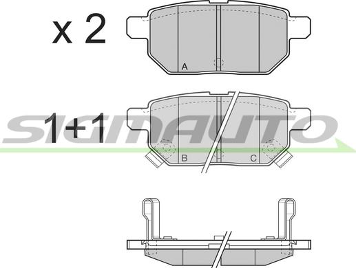 SIGMAUTO SPB322 - Тормозные колодки, дисковые, комплект autospares.lv