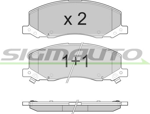 SIGMAUTO SPB378 - Тормозные колодки, дисковые, комплект autospares.lv