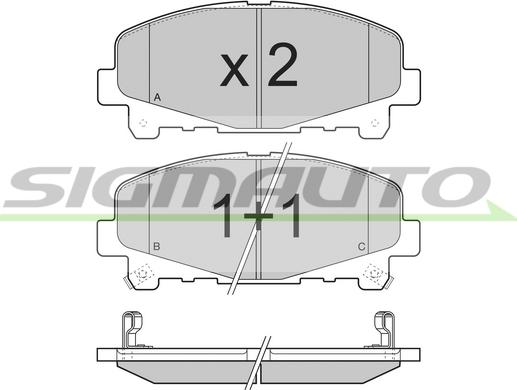 SIGMAUTO SPB373 - Тормозные колодки, дисковые, комплект autospares.lv