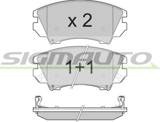 SIGMAUTO SPB377 - Тормозные колодки, дисковые, комплект autospares.lv