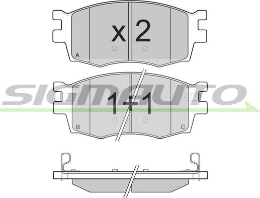 SIGMAUTO SPB240 - Тормозные колодки, дисковые, комплект autospares.lv