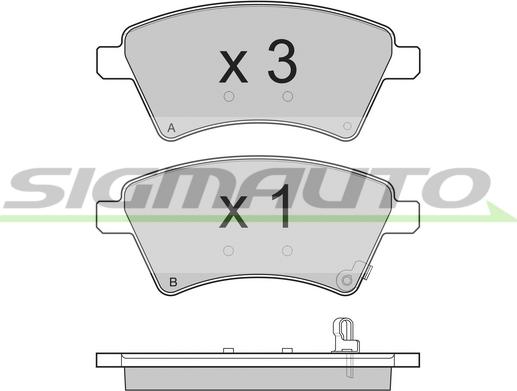 SIGMAUTO SPB242 - Тормозные колодки, дисковые, комплект autospares.lv