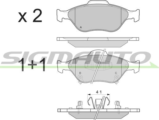 SIGMAUTO SPB255 - Тормозные колодки, дисковые, комплект autospares.lv