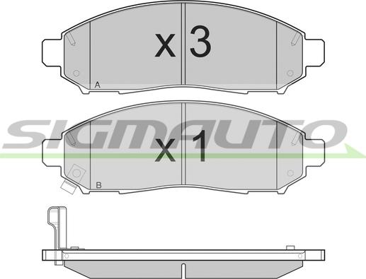 SIGMAUTO SPB256 - Тормозные колодки, дисковые, комплект autospares.lv