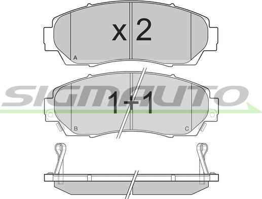 SIGMAUTO SPB258 - Тормозные колодки, дисковые, комплект autospares.lv