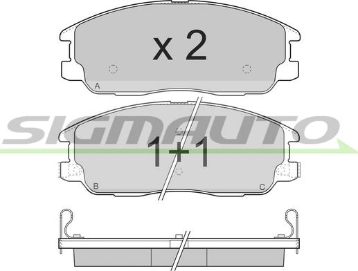 SIGMAUTO SPB268 - Тормозные колодки, дисковые, комплект autospares.lv