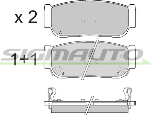 SIGMAUTO SPB267 - Тормозные колодки, дисковые, комплект autospares.lv