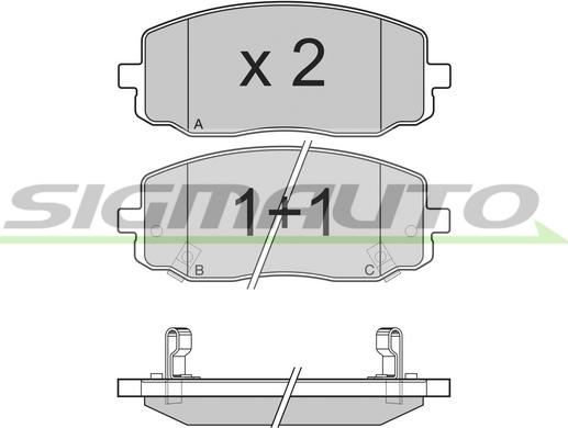 SIGMAUTO SPB204 - Тормозные колодки, дисковые, комплект autospares.lv