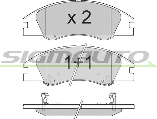 SIGMAUTO SPB200 - Тормозные колодки, дисковые, комплект autospares.lv