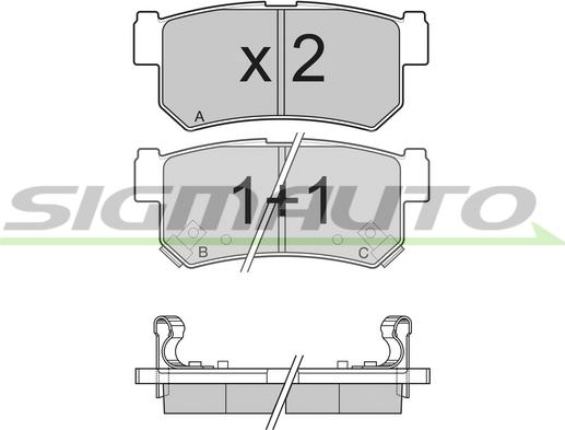 SIGMAUTO SPB203 - Тормозные колодки, дисковые, комплект autospares.lv