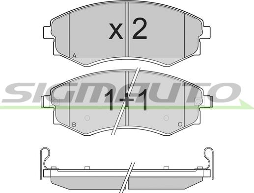 SIGMAUTO SPB202 - Тормозные колодки, дисковые, комплект autospares.lv