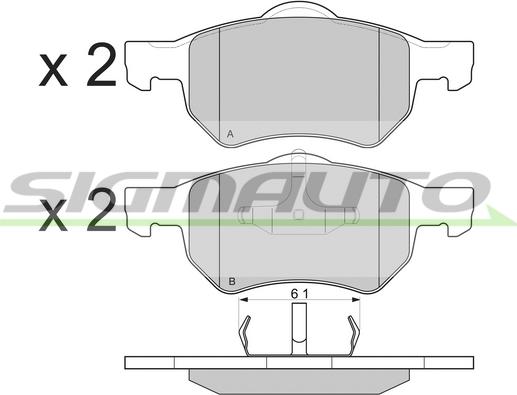 SIGMAUTO SPB219 - Тормозные колодки, дисковые, комплект autospares.lv