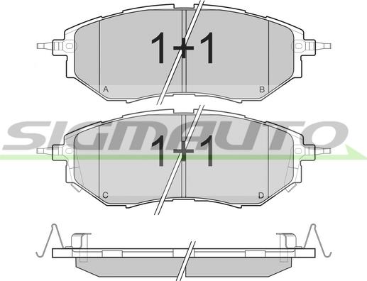 SIGMAUTO SPB211 - Тормозные колодки, дисковые, комплект autospares.lv