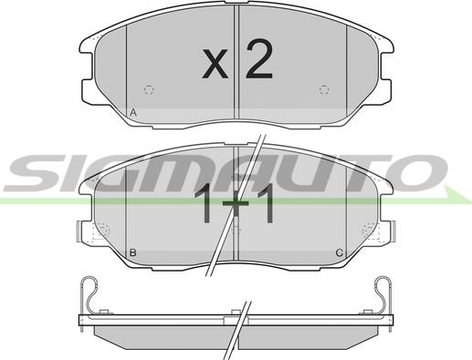 SIGMAUTO SPB281 - Тормозные колодки, дисковые, комплект autospares.lv