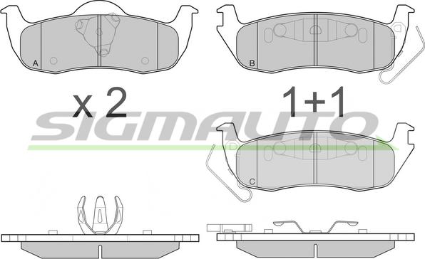 SIGMAUTO SPB239 - Тормозные колодки, дисковые, комплект autospares.lv