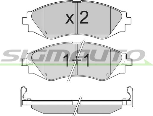 SIGMAUTO SPB234 - Тормозные колодки, дисковые, комплект autospares.lv