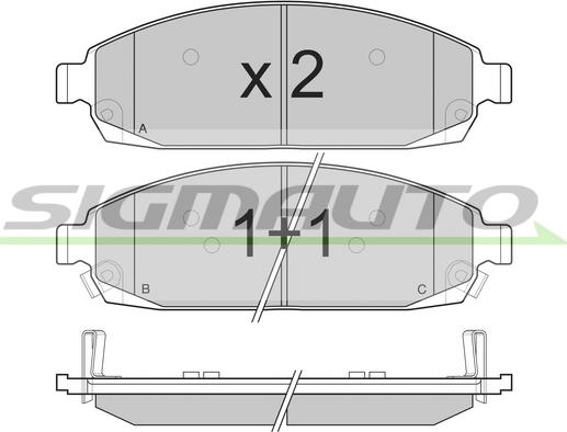 SIGMAUTO SPB238 - Тормозные колодки, дисковые, комплект autospares.lv