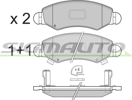 SIGMAUTO SPB229 - Тормозные колодки, дисковые, комплект autospares.lv