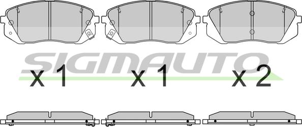 SIGMAUTO SPB754 - Тормозные колодки, дисковые, комплект autospares.lv