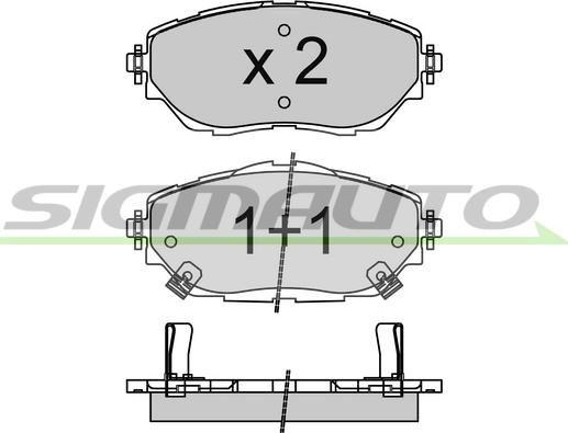 SIGMAUTO SPB755 - Тормозные колодки, дисковые, комплект autospares.lv