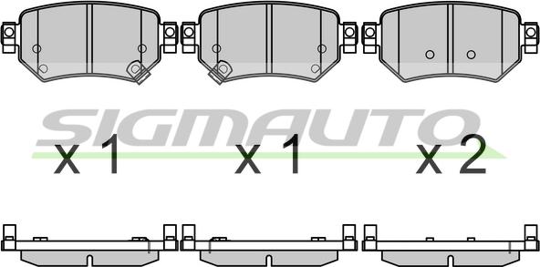 SIGMAUTO SPB707 - Тормозные колодки, дисковые, комплект autospares.lv