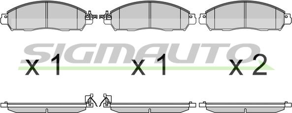 SIGMAUTO SPB721 - Тормозные колодки, дисковые, комплект autospares.lv